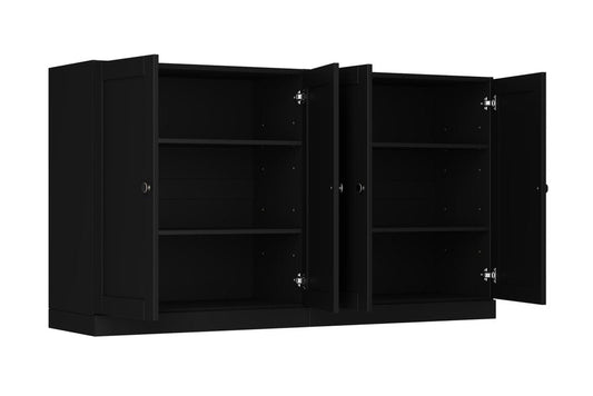 64" Black Solid Wood Sideboard With Four Doors