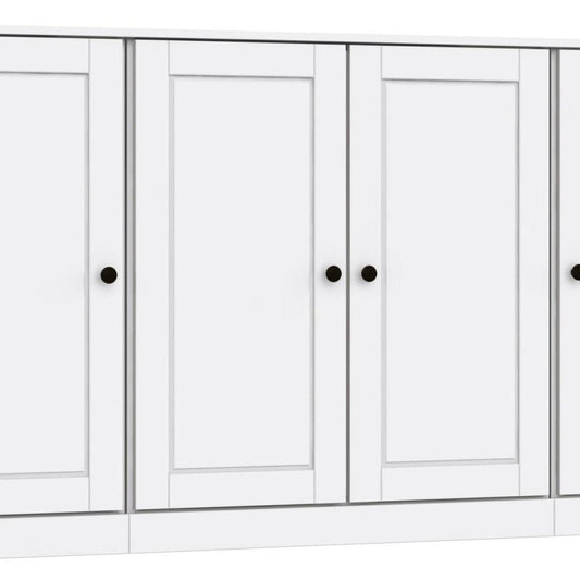 65" White Solid Wood Sideboard With Four Glass Doors