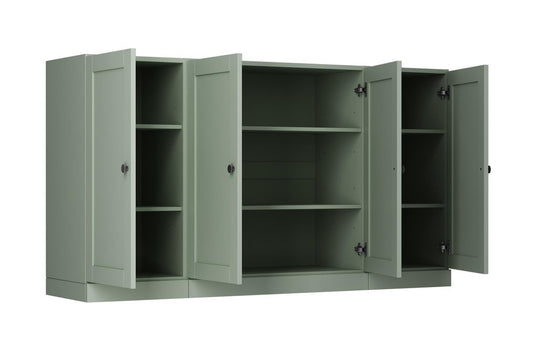 65" Sage Solid Wood Sideboard With Four Glass Doors