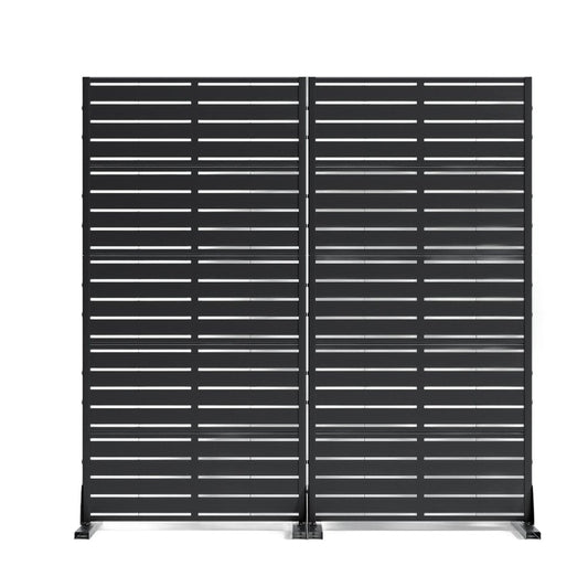 Set Of Two Black Abstract Steel 20 Outdoor Privacy Screen