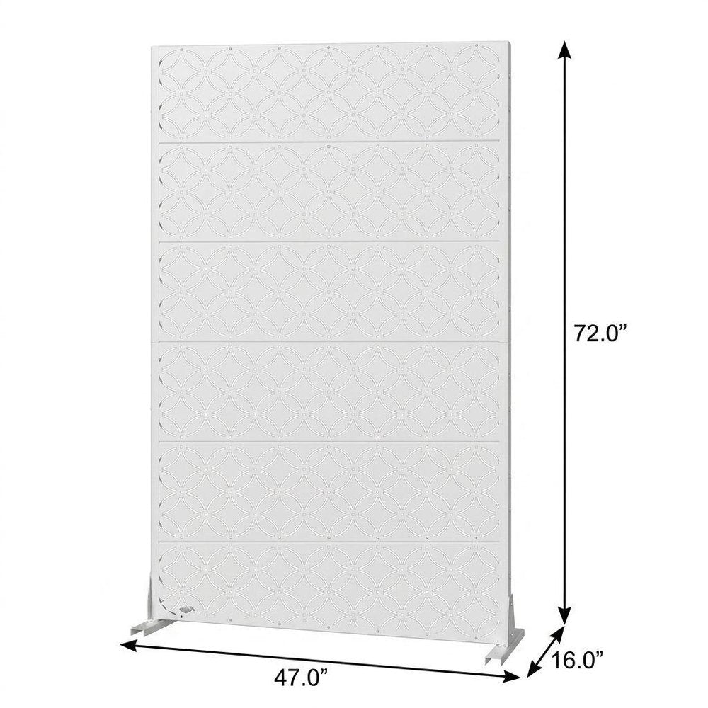 Set Of Two White Geometric Metal 12 Outdoor Privacy Screen HomeRoots