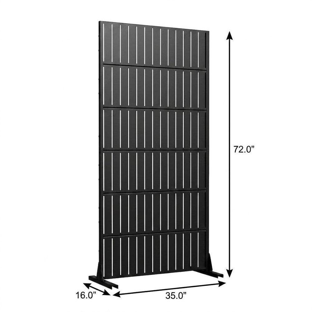 Set Of Two Black Striped Steel 12 Outdoor Privacy Screen HomeRoots