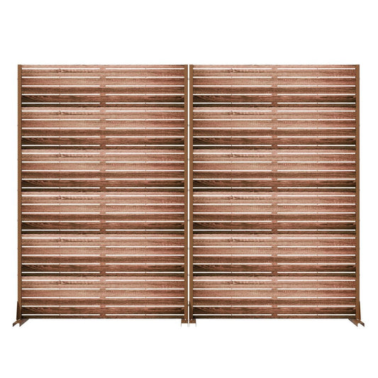 Set Of Two Brown Striped Steel 12 Outdoor Privacy Screen