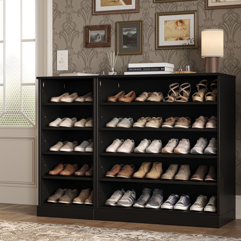 Black 30 Solid WoodShoe Storage Cabinet HomeRoots