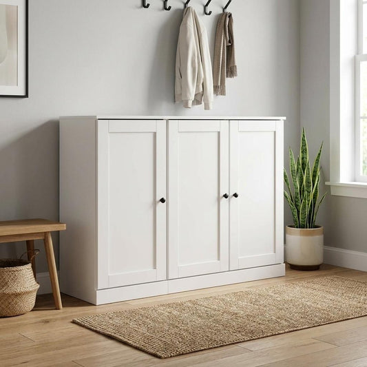 Off White 30 Solid WoodShoe Storage Cabinet