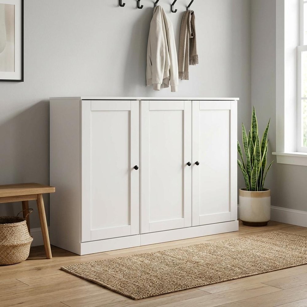 Off White 30 Solid WoodShoe Storage Cabinet HomeRoots
