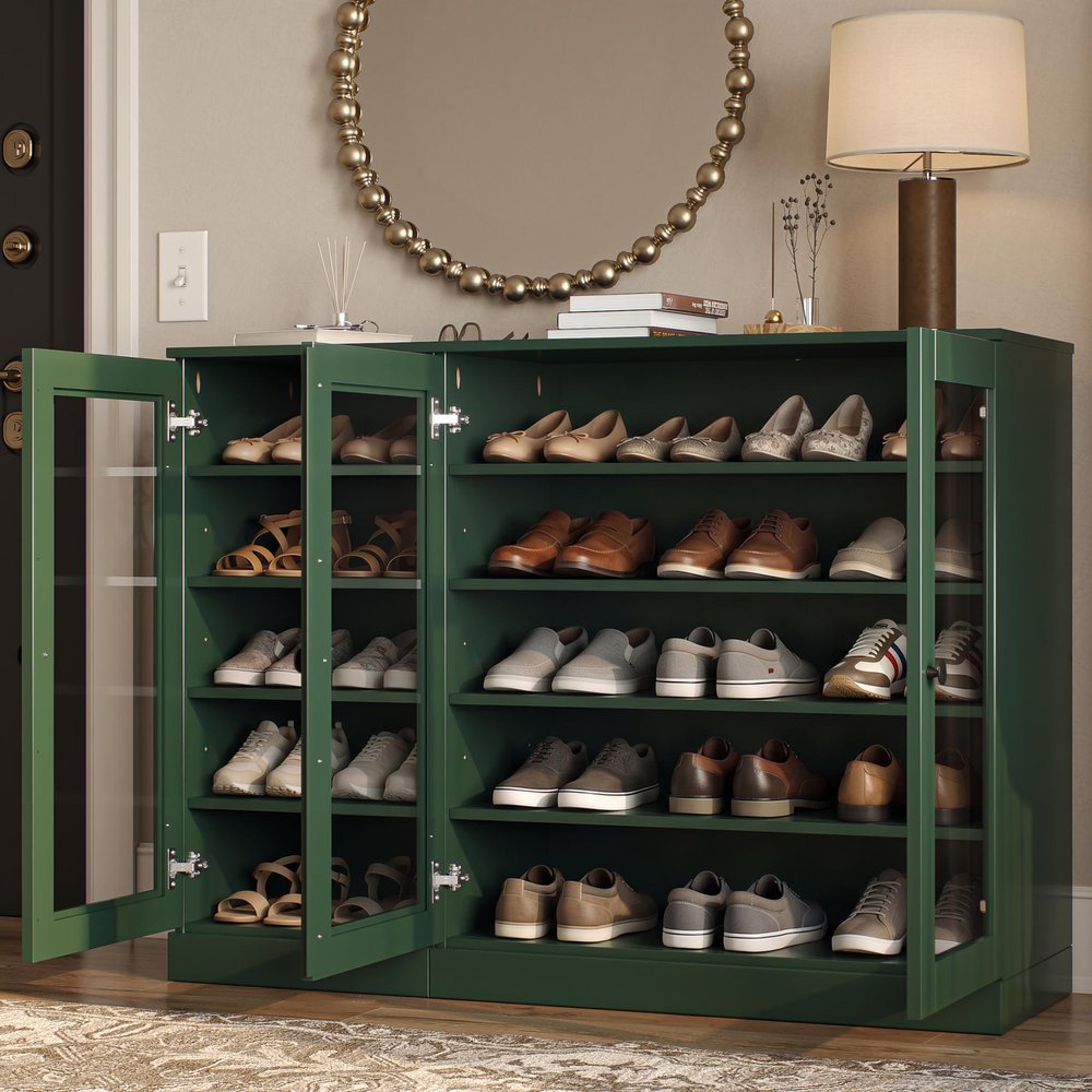 Green 30 Solid WoodShoe Storage Cabinet HomeRoots