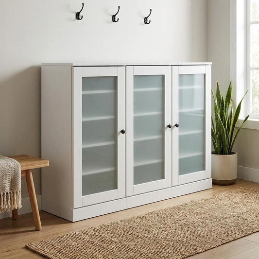 White 30 Solid WoodShoe Storage Cabinet