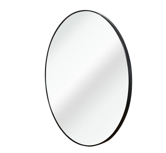 16" Black Aluminum Round Framed Bathroom Vanity Mirror