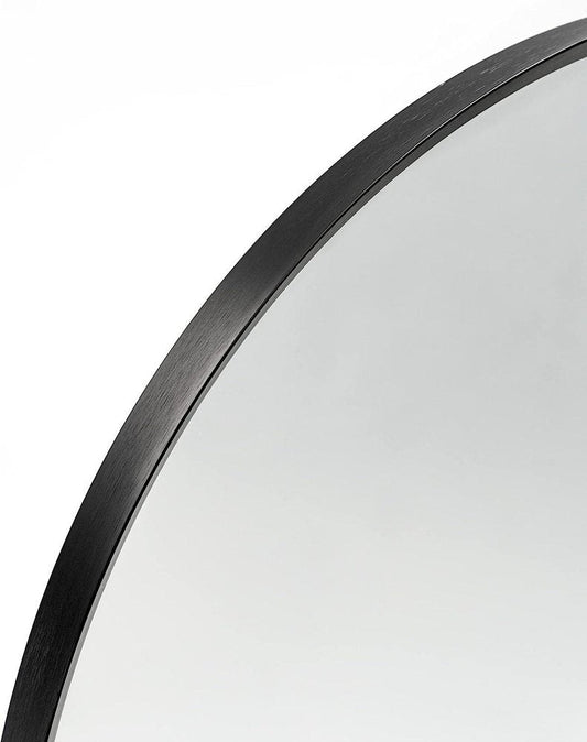 30" Black Aluminum Arch Framed Bathroom Vanity Mirror