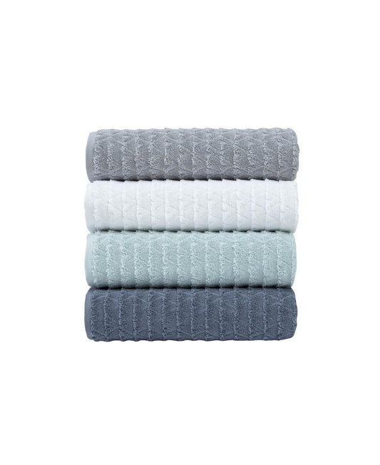 Navy Blue Geometric Turkish Cotton 27" X 54" Bath Towel