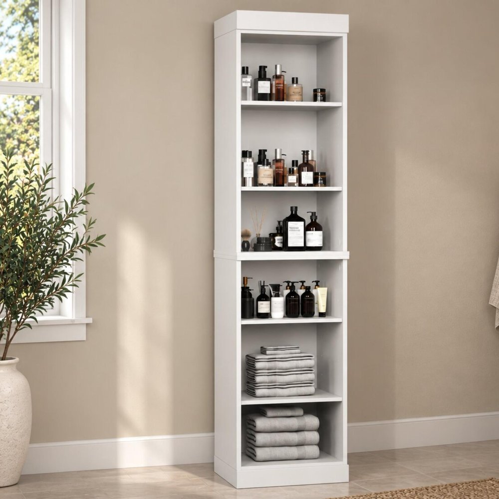 17" White Solid Wood Linen Cabinet HomeRoots