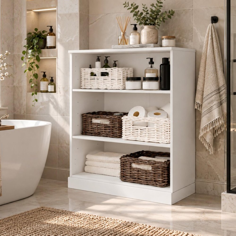 32" White Solid Wood Linen Cabinet HomeRoots