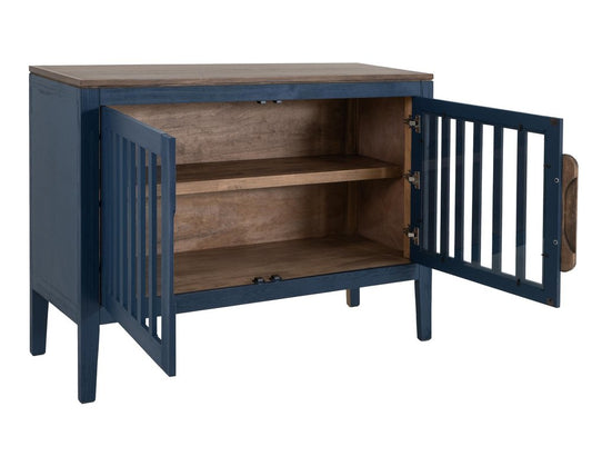 54" Purple Distressed Wood Sideboard With Two Glass Doors