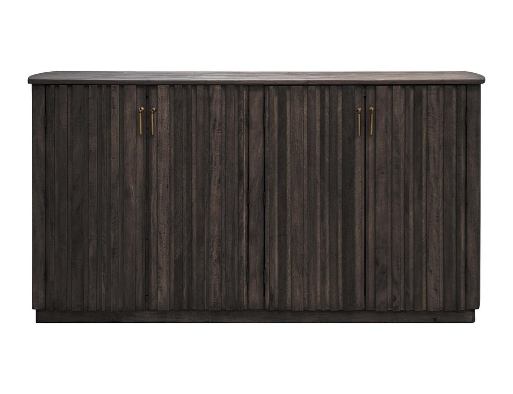 61" Black Distressed Wood Sideboard With Four Doors HomeRoots
