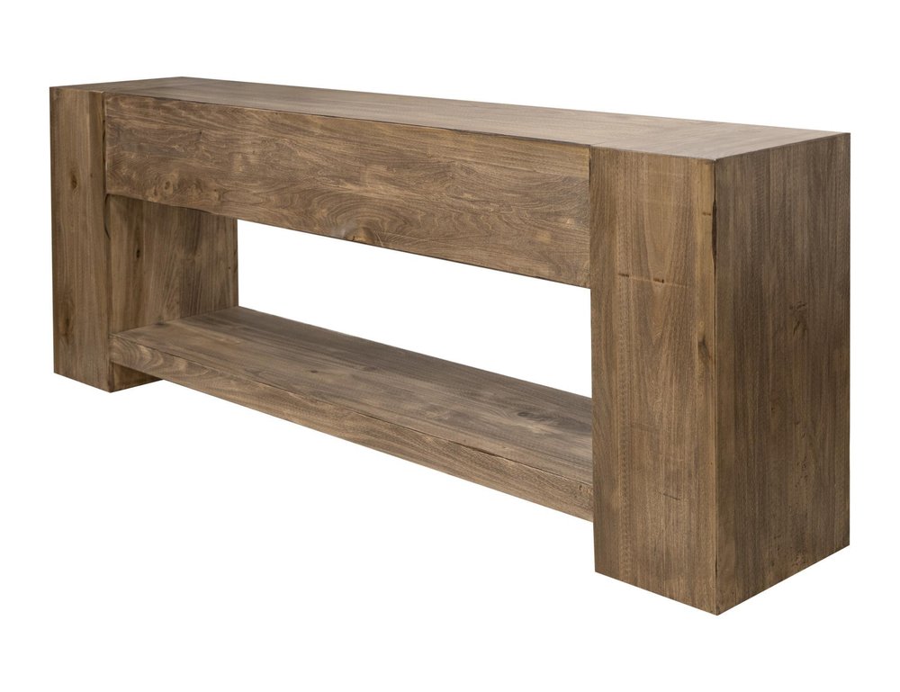 95" Dark Brown And Light Brown Distressed Wood Sideboard