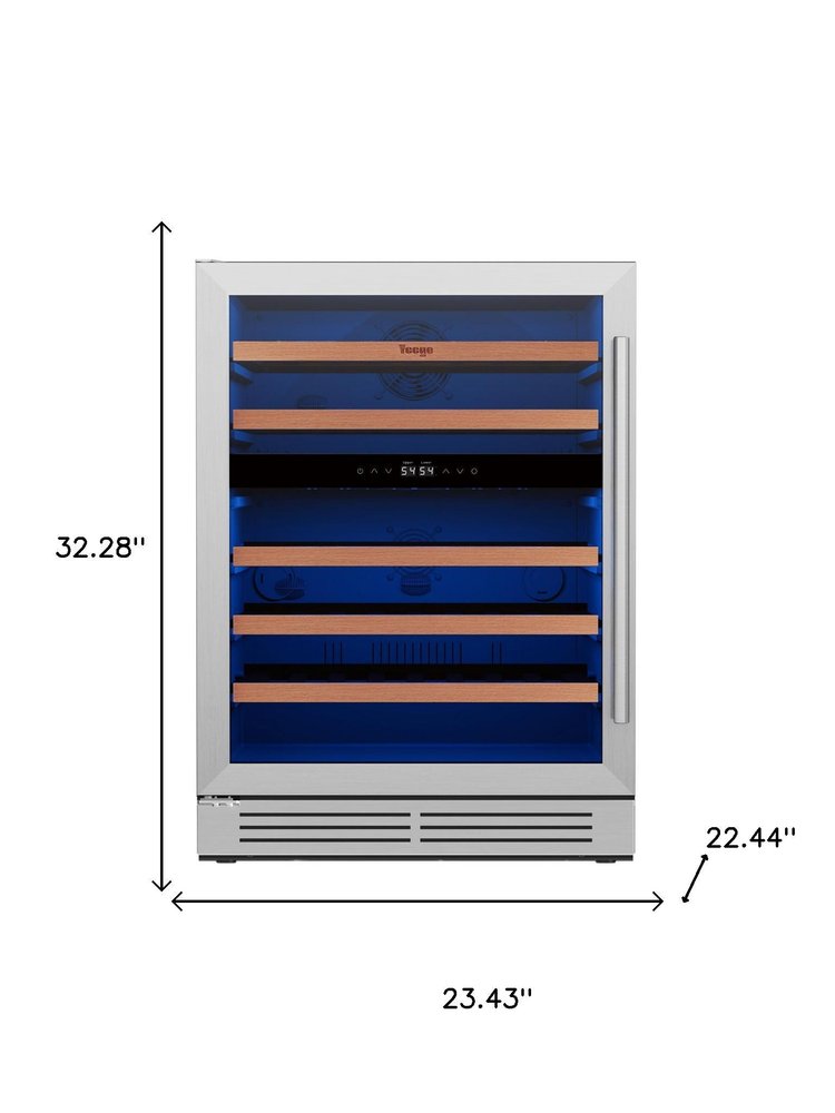 32" X 23" Silver And Black Stainless Steel Dual Compartment Wine Refrigerator HomeRoots