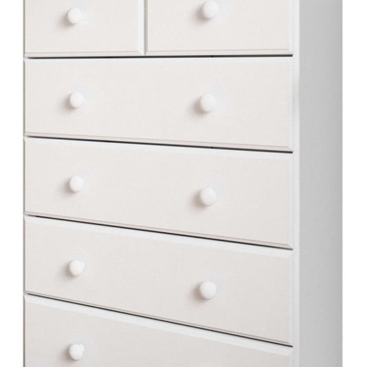 32" White Solid Wood And Copper Six Drawer Dresser