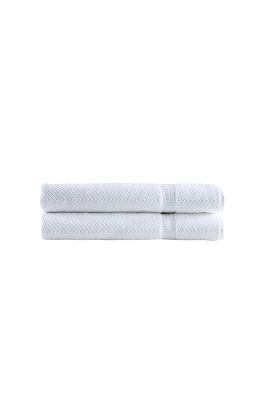 Set of Two White Chevron Turkish Cotton 40" X 70" Bath Sheets