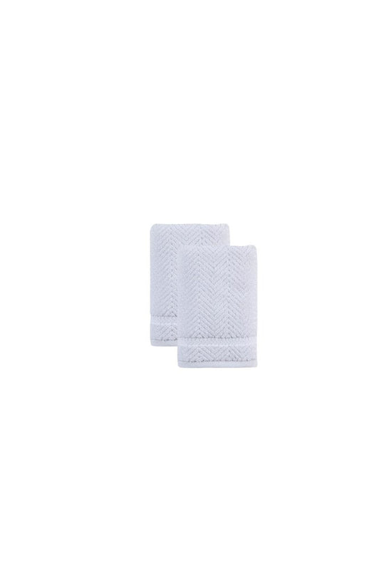 Set of Two White Chevron Turkish Cotton 16" X 30" Hand Towels