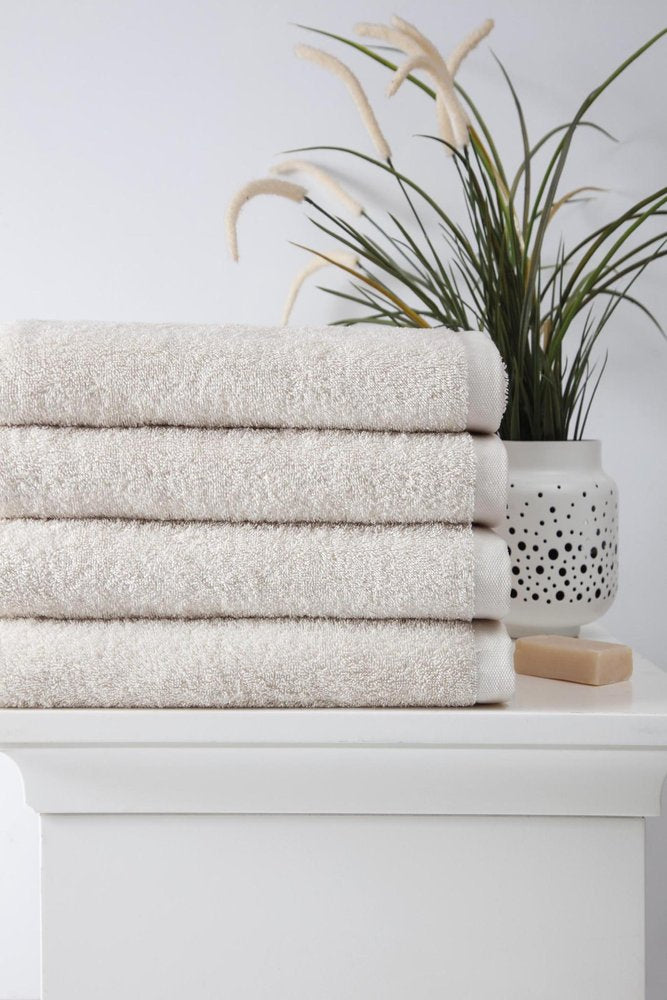 Set of Four Beige Turkish Cotton 27" X 54" Bath Towels HomeRoots