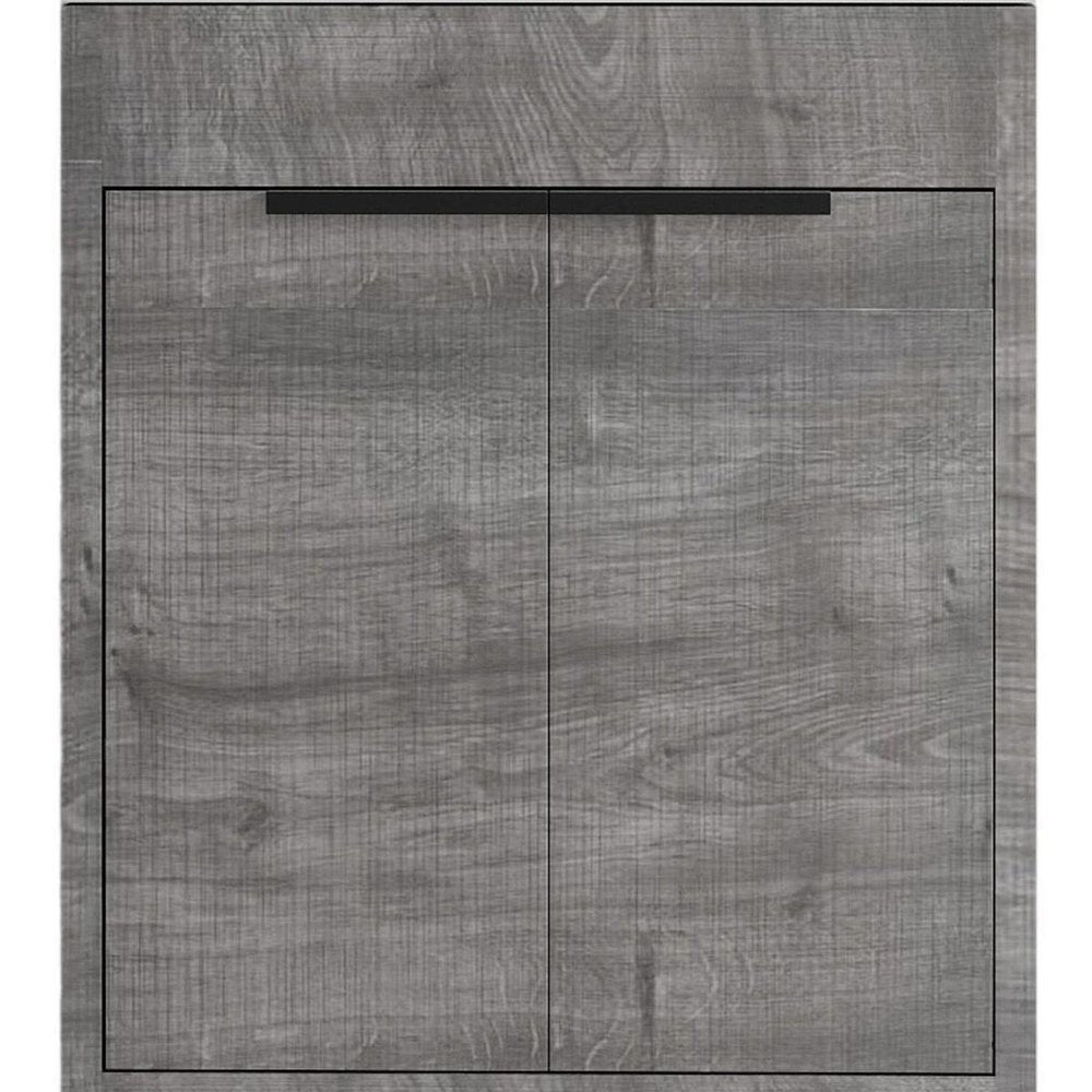 24" Gray Wood Double Door Bathroom Vanity With White Ceramic Sink HomeRoots