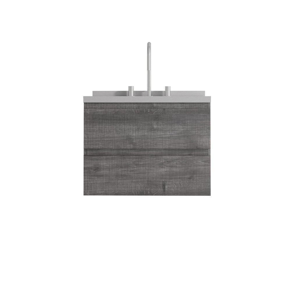 24" Gray Wood Floating Bathroom Vanity With White Ceramic Sink With Two Drawers HomeRoots