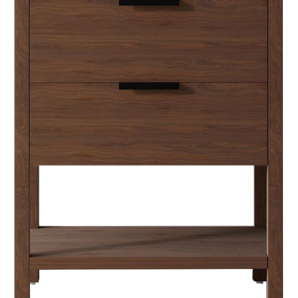 30" Natural Wood Bathroom Vanity With White Cultured Marble Sink Two Drawers And Shelf HomeRoots