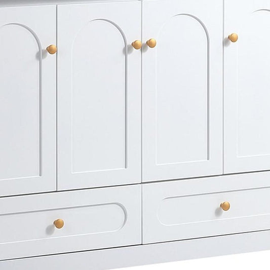 48" White Wood Four Door Bathroom Vanity With Acrylic Sink With Two Drawers And Shelves