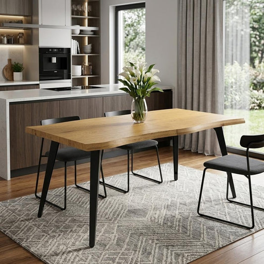 63" Natural And Black Wood And Iron Live Edge Dining Table