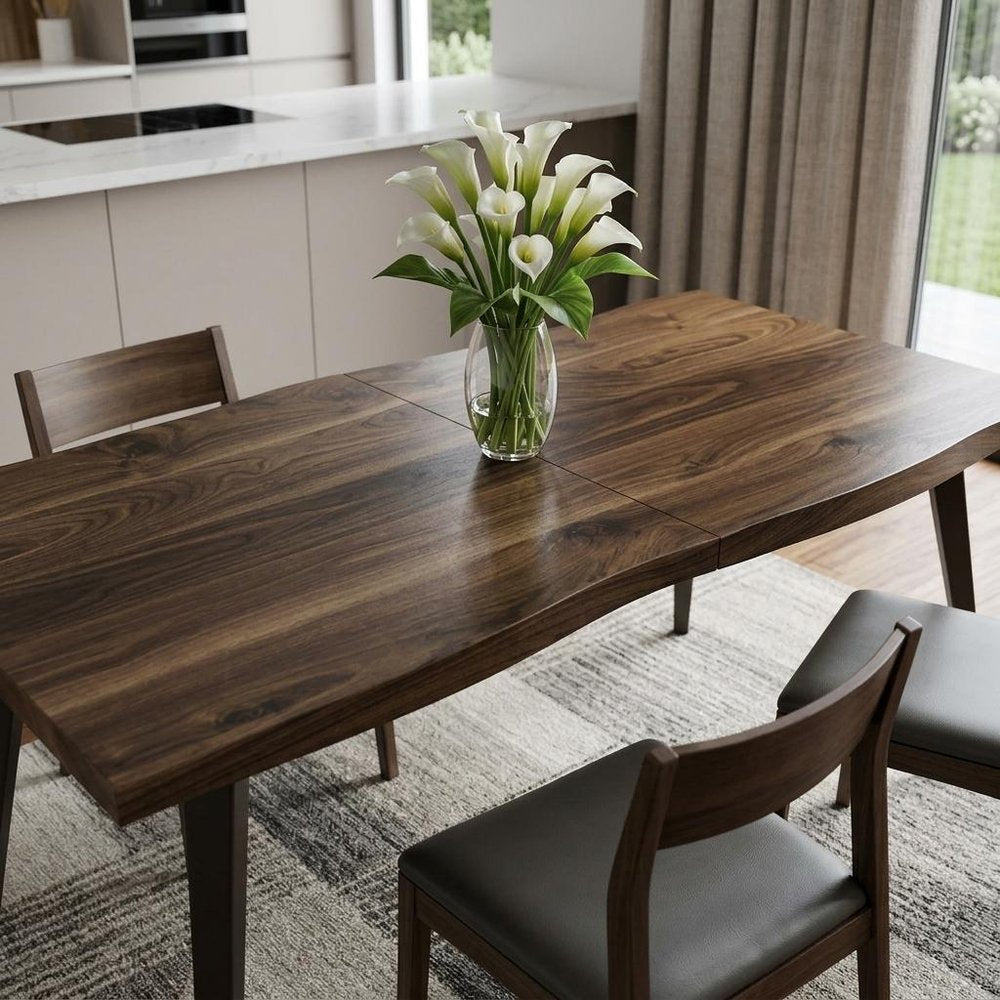 63" Walnut Wood And Iron Dining Table HomeRoots