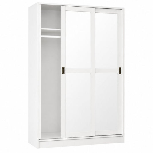 72" White Solid Wood Mirrored Two Door Combo Dresser