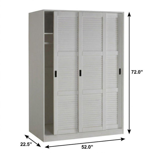 72" White Plantation Shutter Solid Wood Three Door Combo Dresser