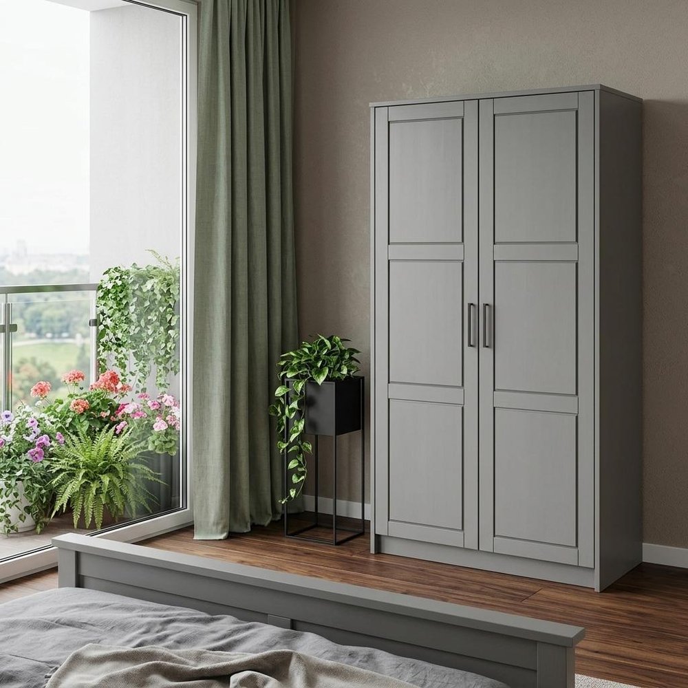 72" Gray Solid Wood Two Door Combo Dresser HomeRoots