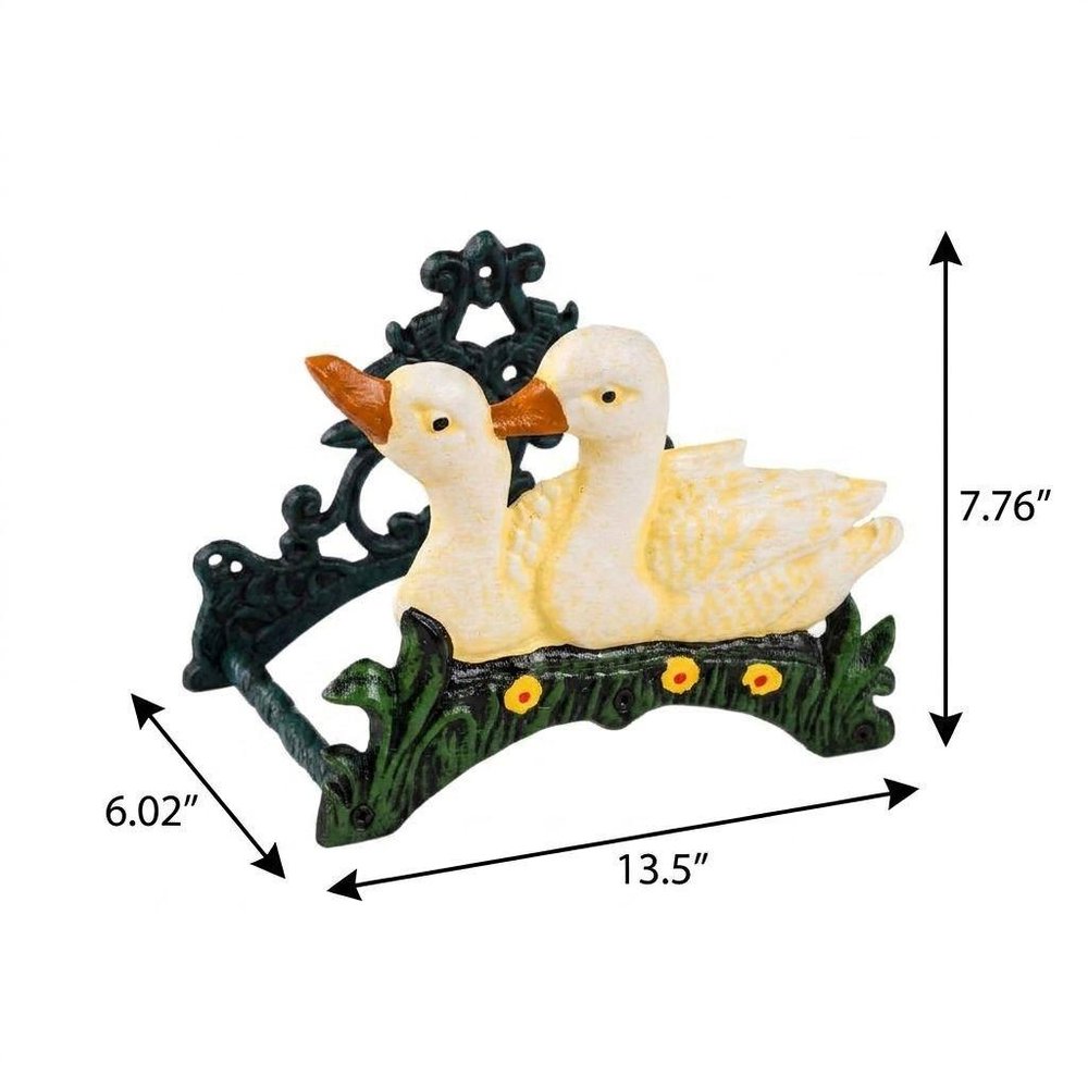 8" Black And Yellow Iron Ducklings Garden Hose Hanger HomeRoots