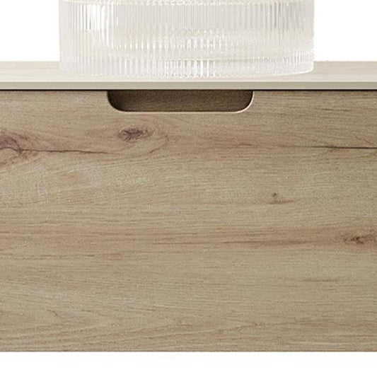 30" Brown Wood Floating Bathroom Vanity With White Glass Sink