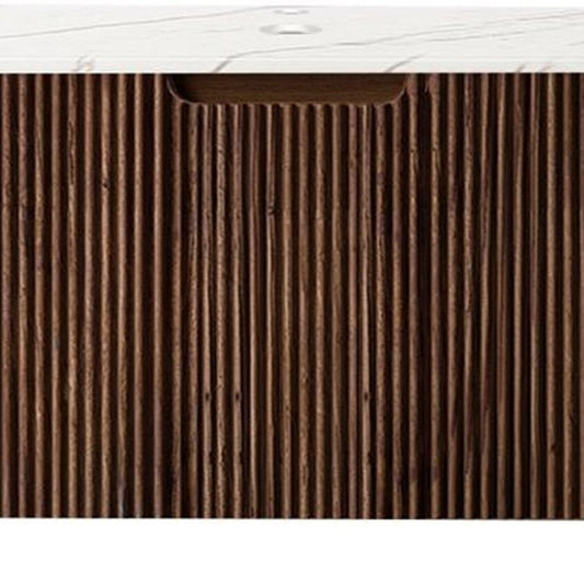 36" Brown Wood Floating Bathroom Vanity