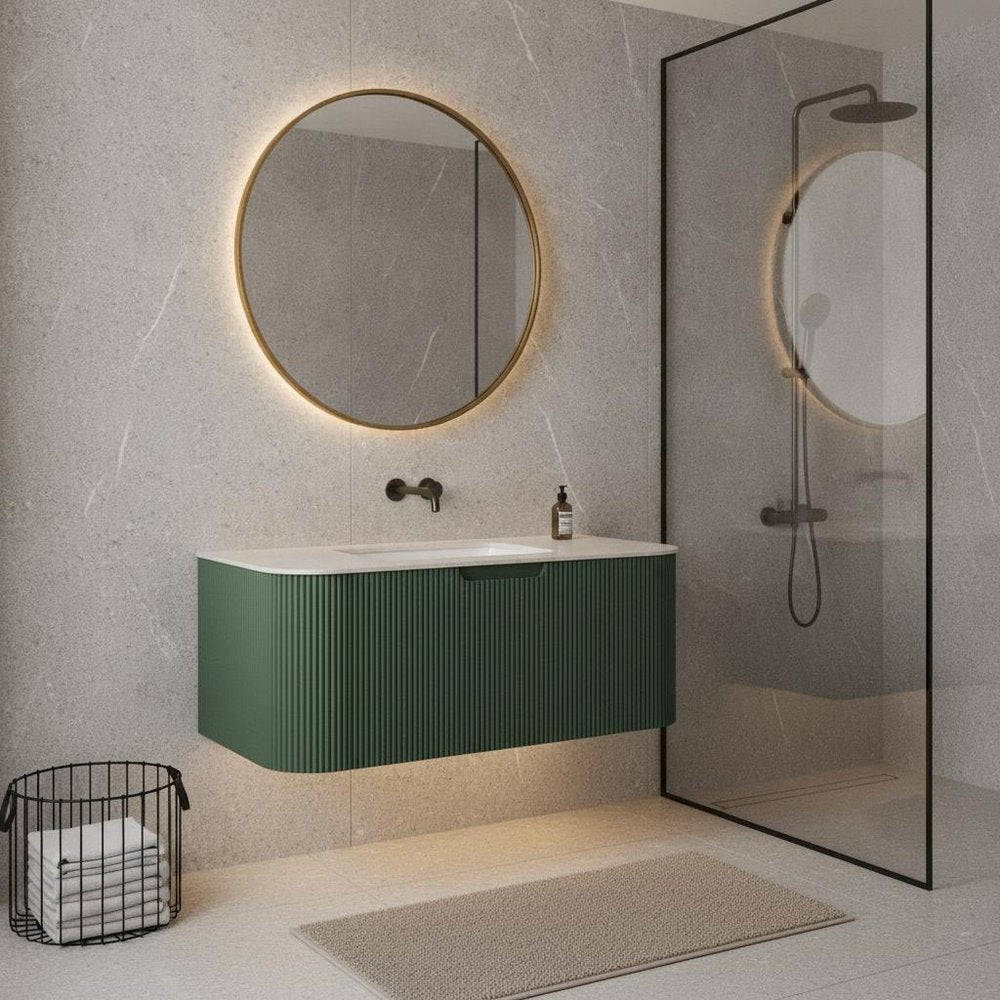 36" Green Wood Floating Bathroom Vanity HomeRoots