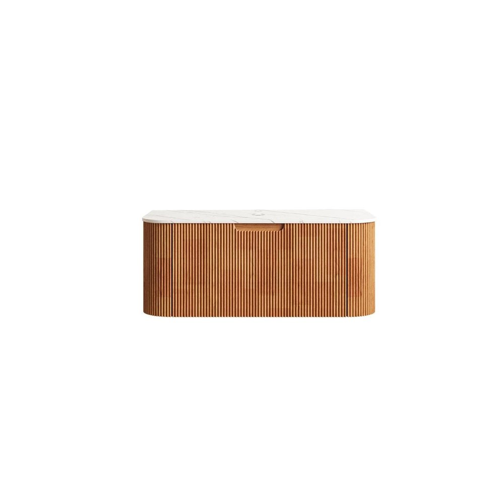 36" Brown Wood Floating Bathroom Vanity HomeRoots