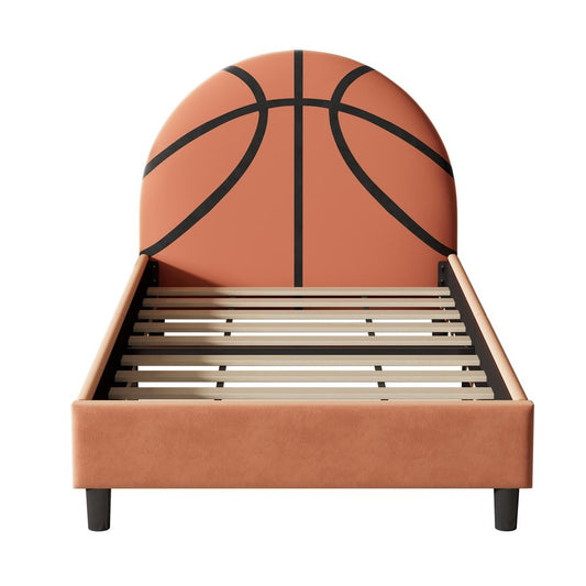 Orange And Black Basketball Upholstered Twin