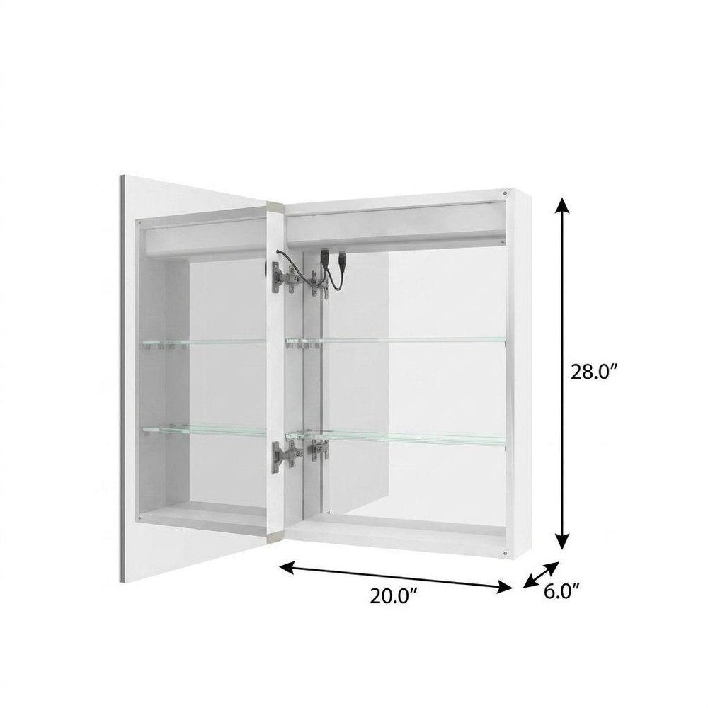 20" Silver Glass Wall Mounted No Textural Detailing Single Door Medicine Cabinet HomeRoots