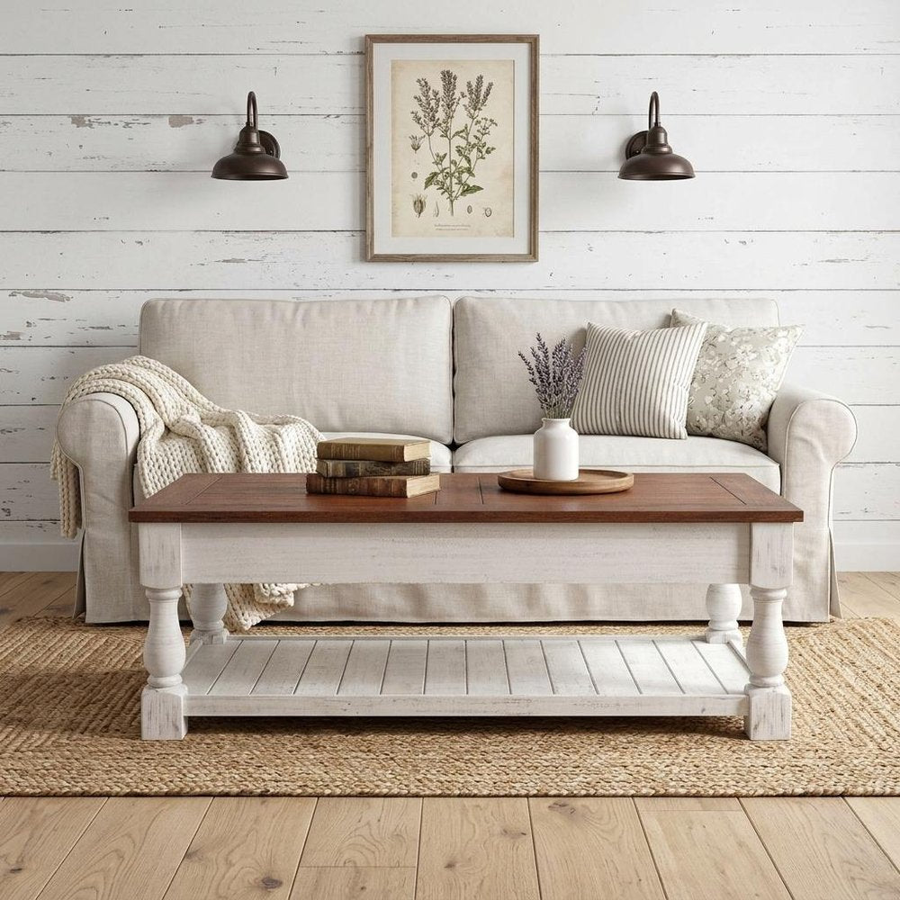 47" Espresso And Natural Wood And Solid Wood Square Pedestal Coffee Table HomeRoots
