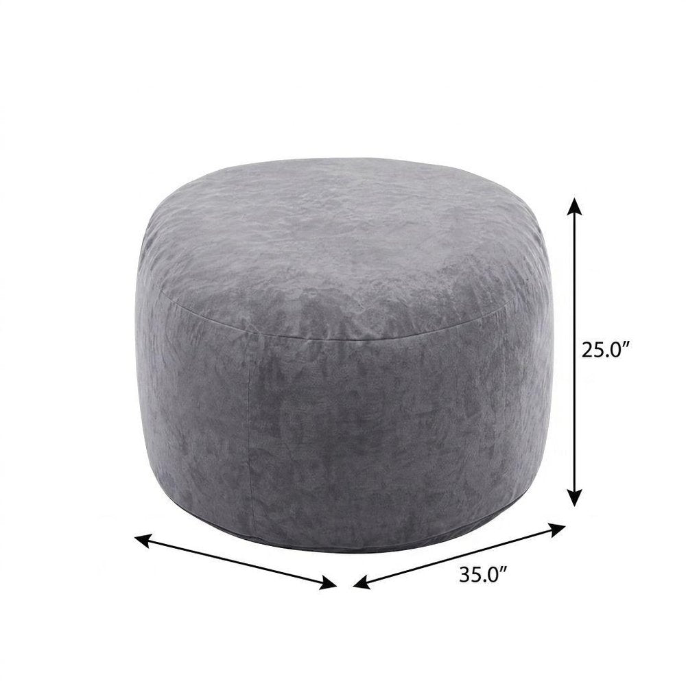 35" Gray Upholstered Bean Bag Chair HomeRoots