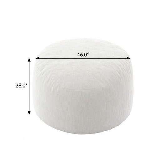 46" White Upholstered Bean Bag Chair