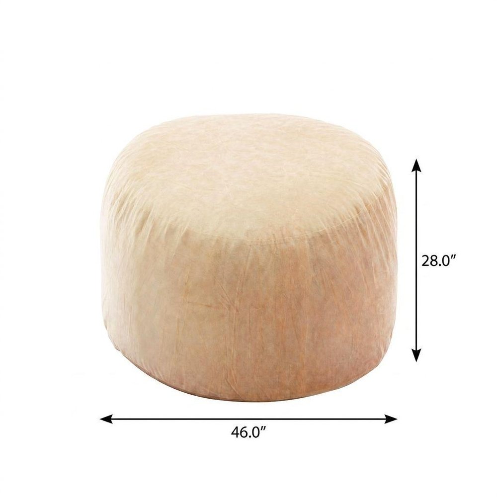 46" Camel Upholstered Bean Bag Chair HomeRoots