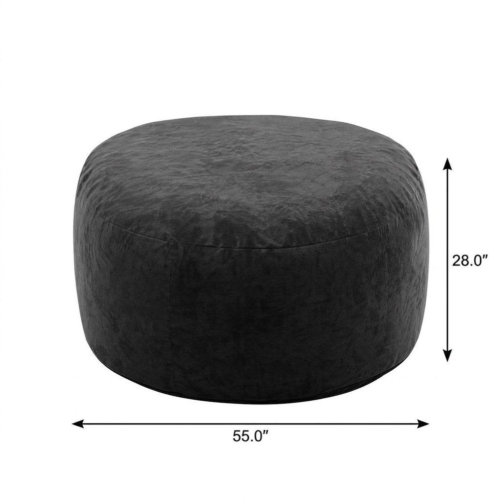 55" Black Upholstered Bean Bag Chair HomeRoots