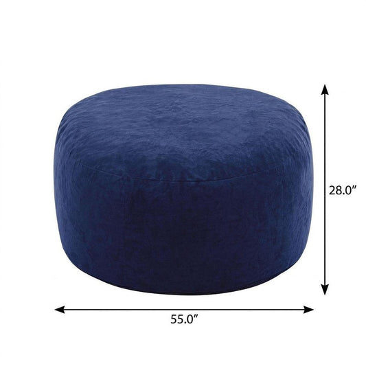 55" Blue Upholstered Bean Bag Chair