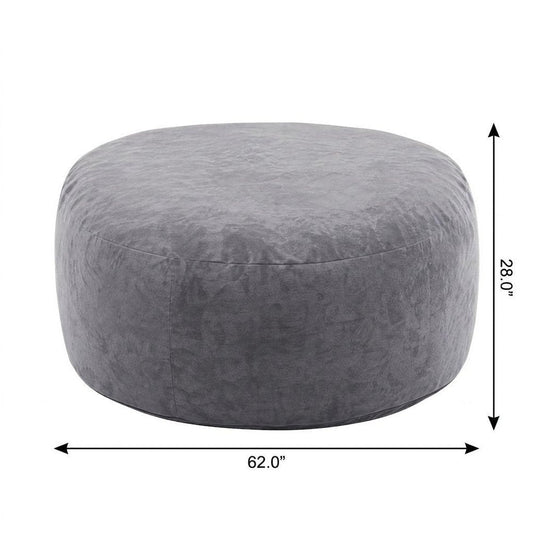 62" Gray Upholstered Bean Bag Chair