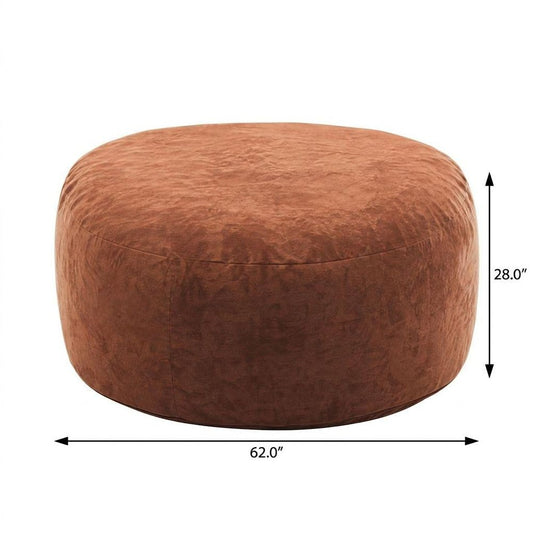 62" Brown Upholstered Bean Bag Chair