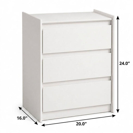 24" Black Wood Three Drawer Nightstand with USB Port and Integrated Tech